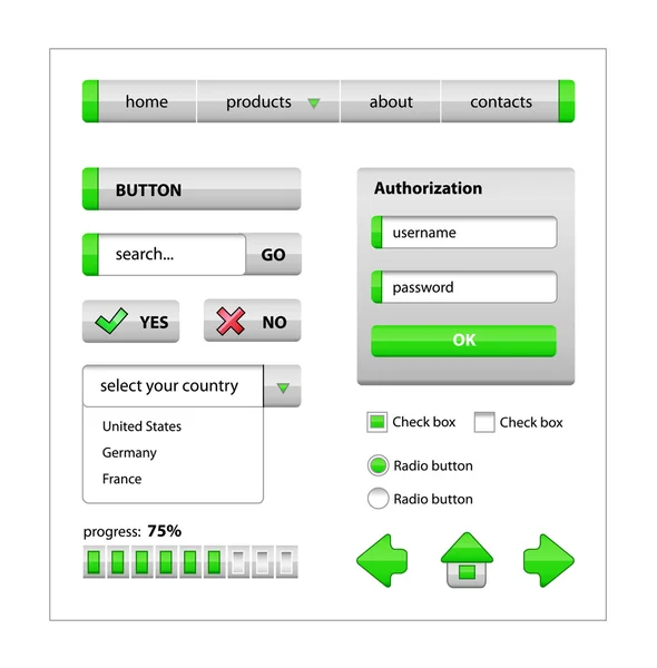 stock vector Green elements of web interface