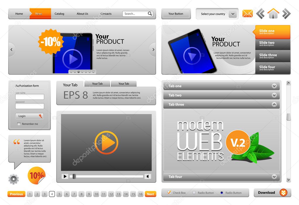 Gray Modern Website Design Elements V.2