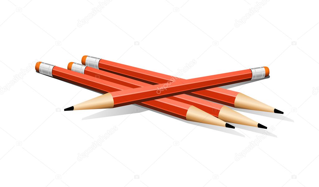 Four Red Vector Pencils