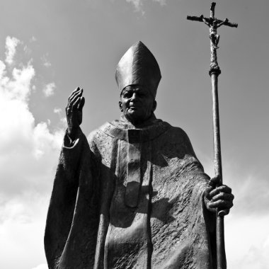 Pope John Paul II Statue in Suwalki - Poland clipart