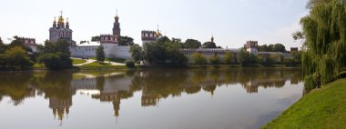 View of Novodevichy Convent from the Pond in Moscow clipart