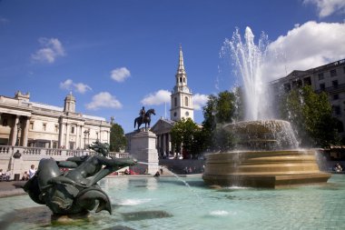 Trafalgar Square Fountains and St. Martin in the Fields Church clipart