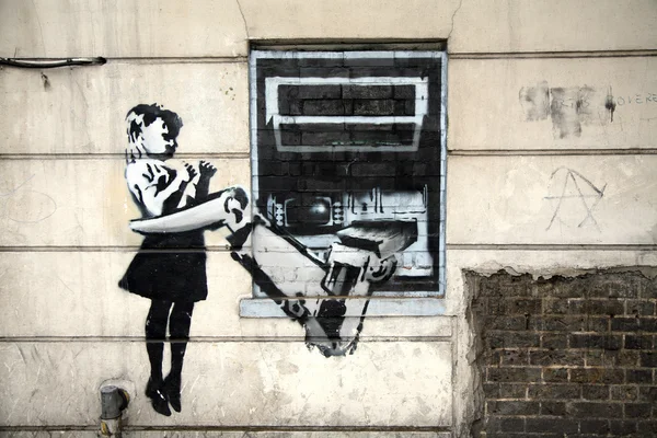 Banksy Graffiti "Cash Machine" — Stock Photo, Image
