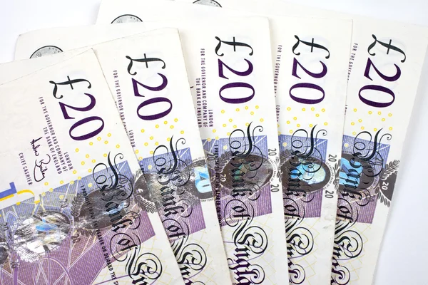 Cinco notas de £20 — Fotografia de Stock