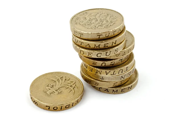 Pilha de £1 moedas — Fotografia de Stock