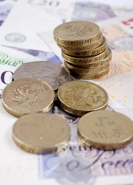 British Coins and Notes — Stock Photo, Image
