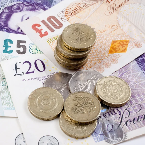 British Coins and Notes — Stock Photo, Image