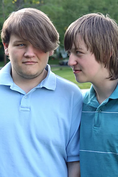 Verspielte Teenager-Brüder — Stockfoto