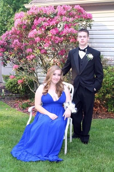Prom Couple Smiling and Serious — Stock Photo, Image
