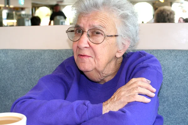 Senior Woman at Diner — Stock Photo, Image