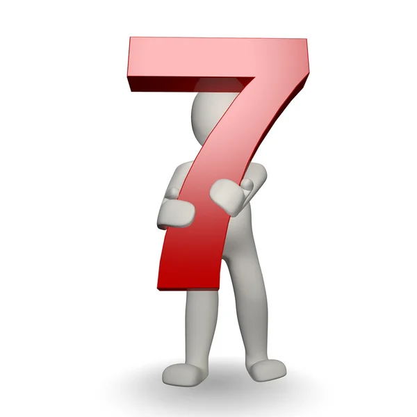 3D Human charcter holding number seven — Stock Photo, Image