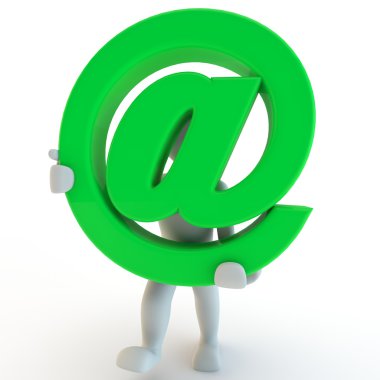 3D Human charcter holding green sign at clipart