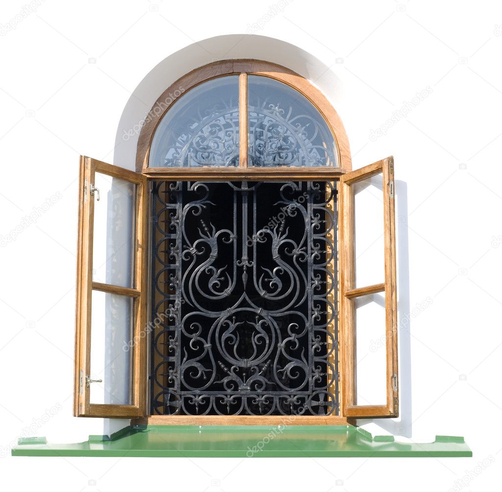 Open window with decorative grille