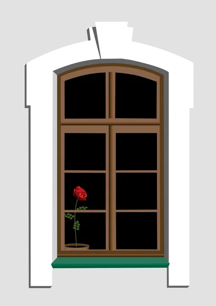 Fönster och rose — Stock vektor