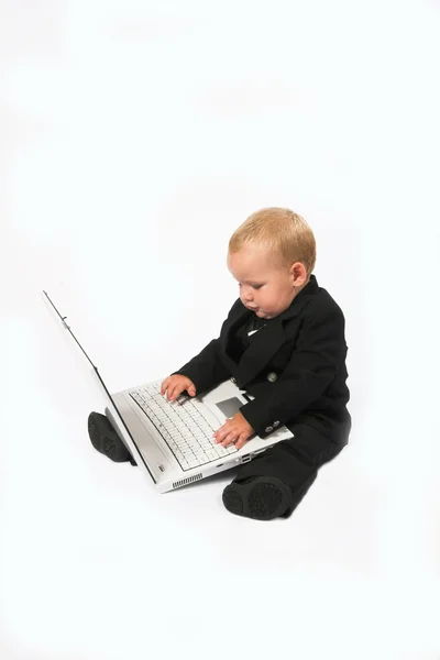 Boy With Computer Royalty Free Stock Images