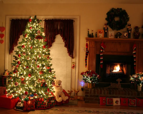 Christmas and Fire Place — Stock Photo, Image