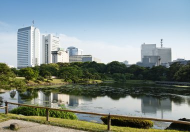 Şehir Parkı ve skyline tokyo Japonya