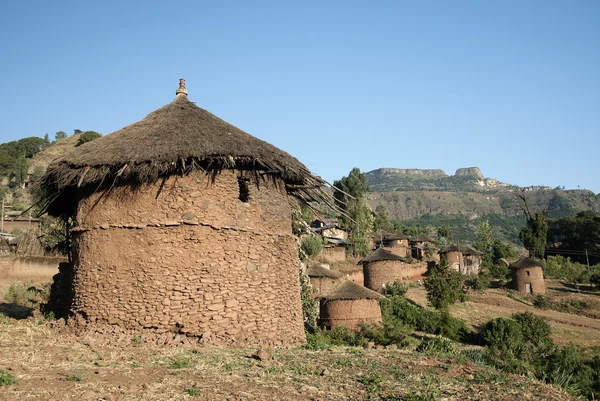 Traditionelle afrikanische Häuser in lallibela äthiopien — Stockfoto