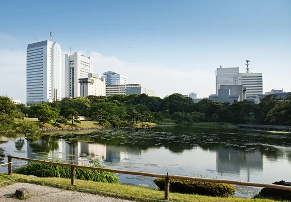City park en de skyline in Tokio — Stockfoto