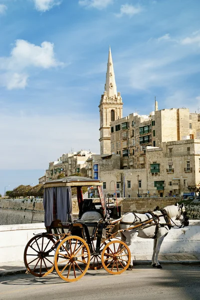 Pferdefuhrwerk in Valetta Malta — Stockfoto