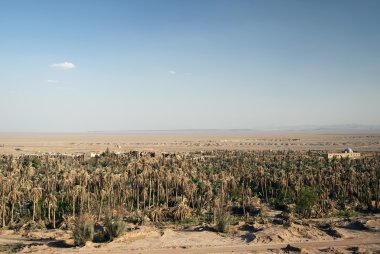 Garmeh oasis landscape in iran desert clipart