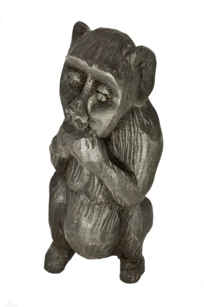 Houten aap standbeeld — Stockfoto