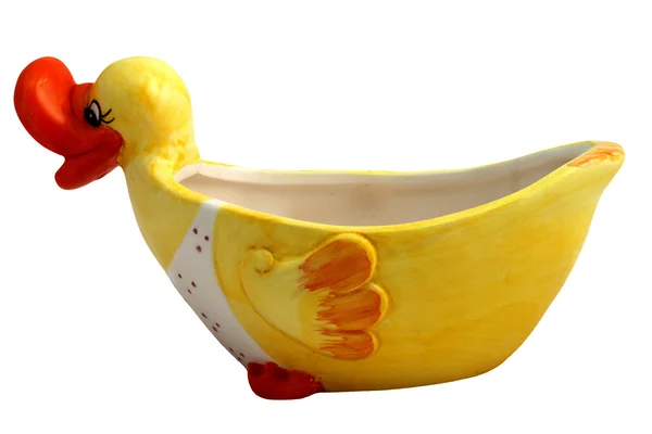 Желтая керамическая утка — стоковое фото