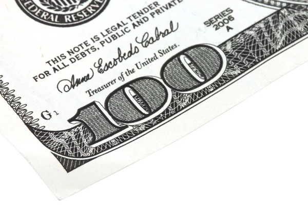 One Hundreds Dollars Closeup — Stock Photo, Image