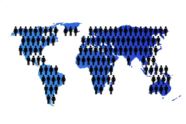 Mapa světa s populací — Stock fotografie