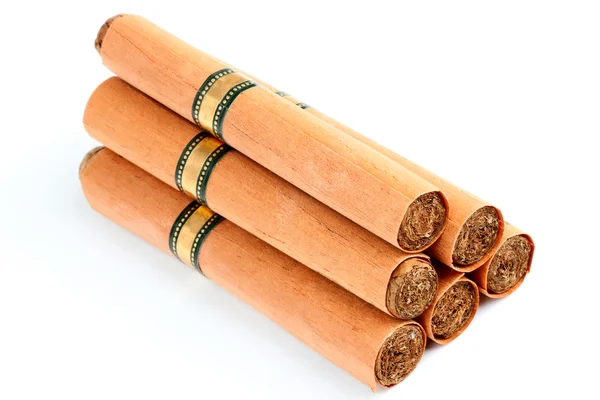 Sechs Zigarren in Deckeln — Stockfoto
