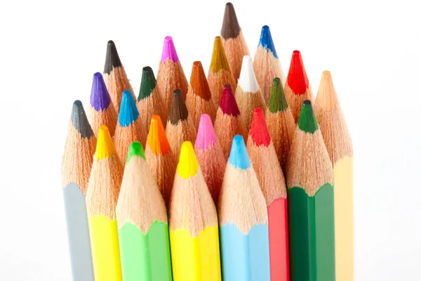 Vele verschillende kleurrijke potloden — Stockfoto