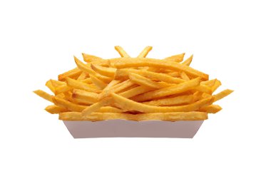 French fries in white box isolated on white
