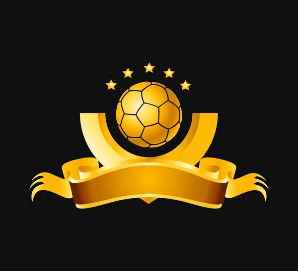 En fotboll eller fotboll logotyp i guldgult. — Stockfoto