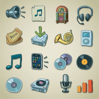 Freehands icons - audio & sound clipart