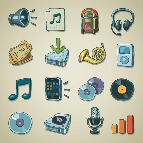 Iconos Freehands - audio & sonido — Vector de stock