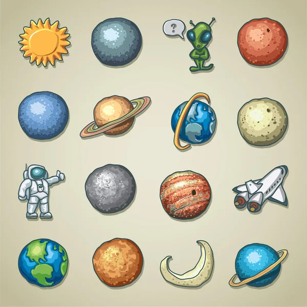 Iconos Freehands - planetario — Vector de stock