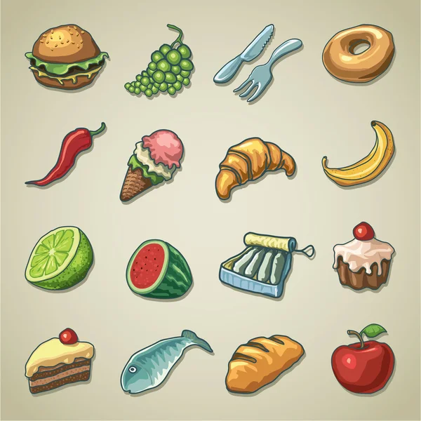 Icônes Freehands - nourriture — Image vectorielle