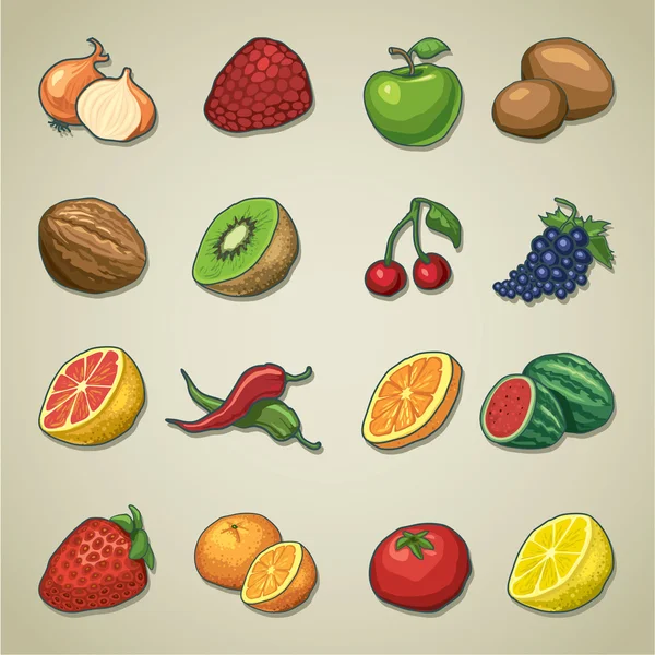 Freehands ikony - ovoce a zelenina — Stockový vektor