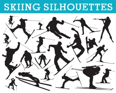 Skiing silhouettes clipart