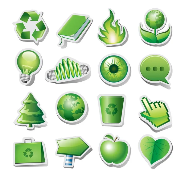 stock vector Assortment of illustrated green ecology or environmental icons.