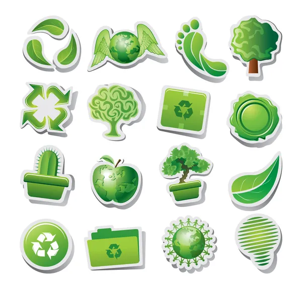 Set of green ecological or environmental icons — Stock Vector
