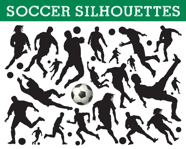Siluetas de fútbol — Vector de stock