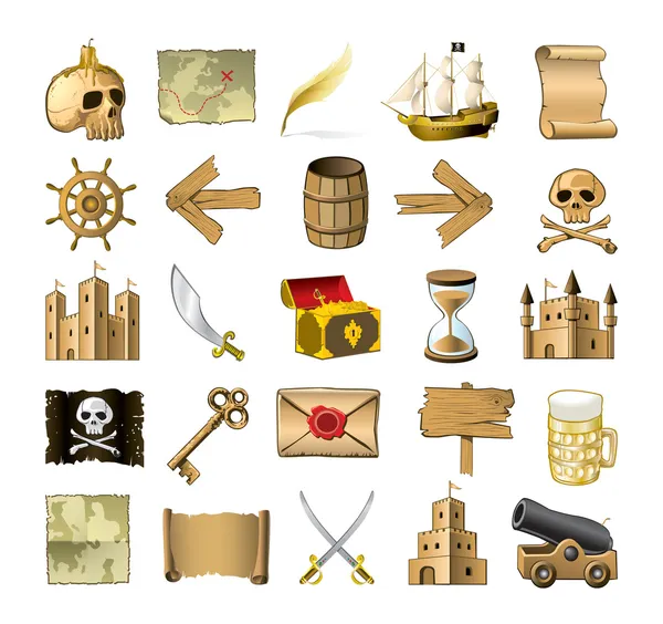 Ícones piratas — Vetor de Stock
