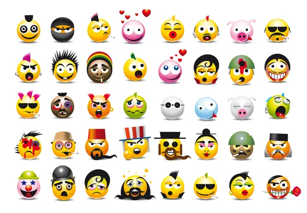 Gloednieuwe verzameling van verbazingwekkende emoticons — Stockvector