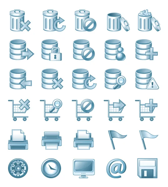 Conjunto de iconos azules sobre fondo blanco . — Vector de stock