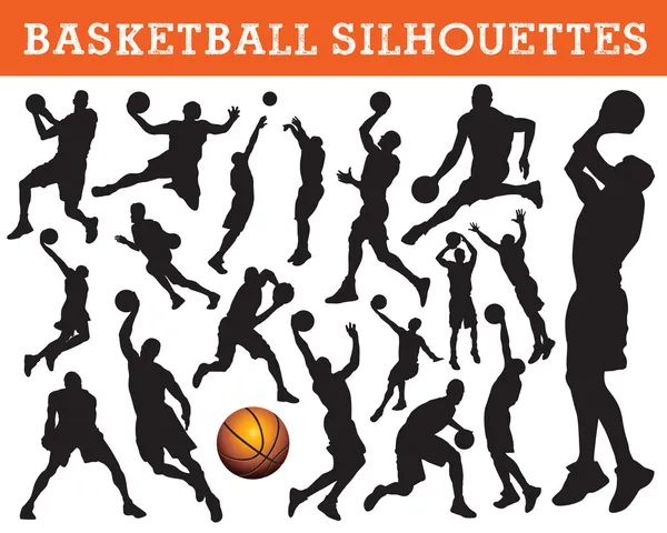 Баскетбол силуети — стоковий вектор