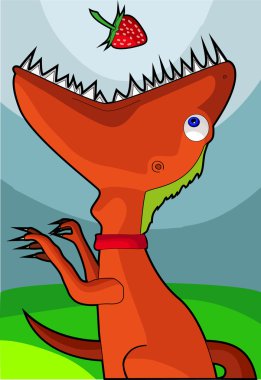 Dinosaur eating Rosberry clipart