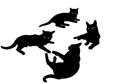 kedi siyah siluetleri vektör