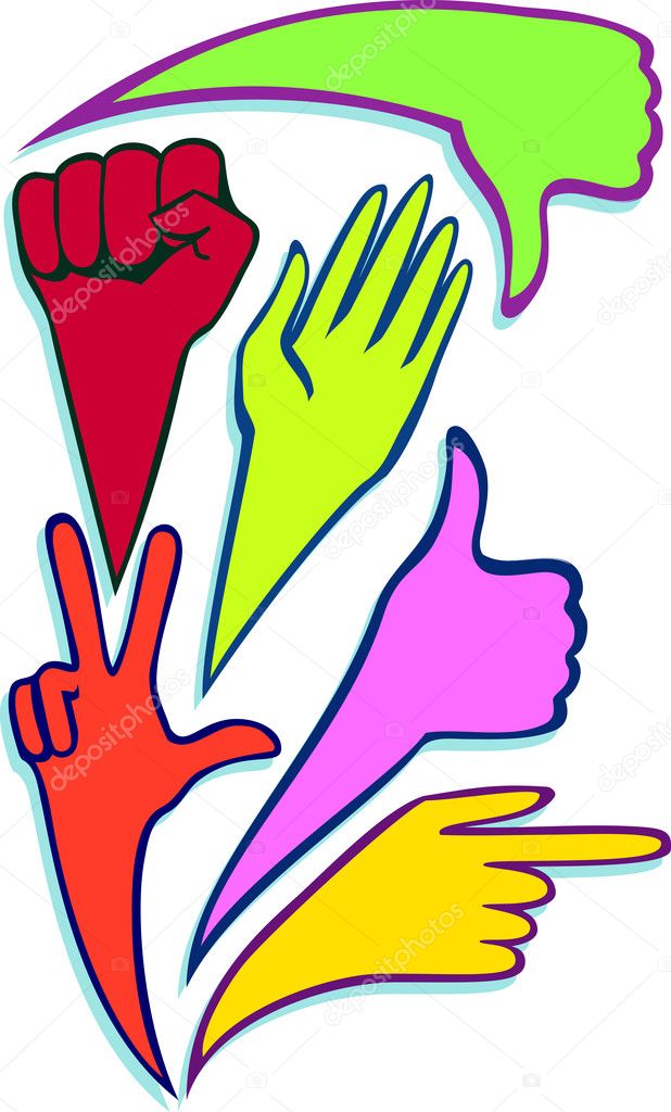 A vector of creative hands in different poses