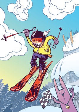 Brave ski freerider. clipart